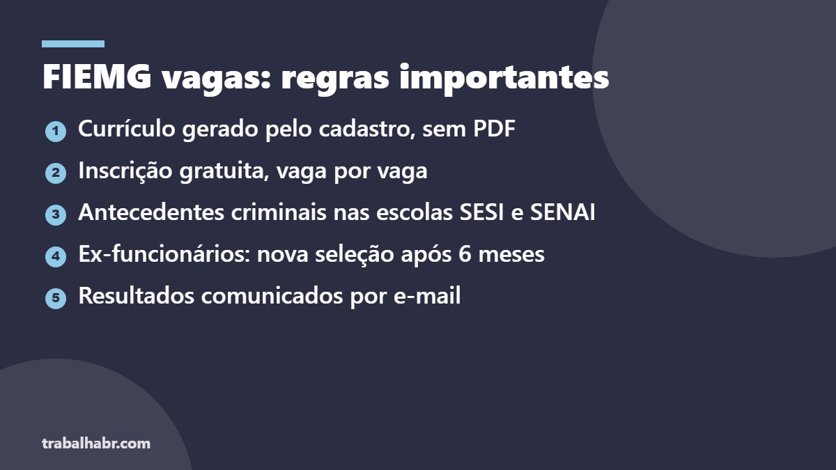 FIEMG vagas: regras importantes do Trabalhe Conosco