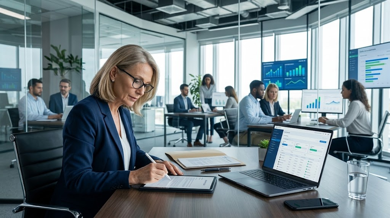 Catho empresa: recrutadora analisando currículos no computador