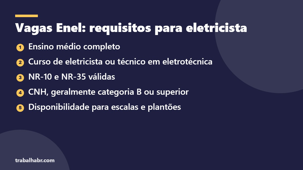 Vagas Enel: requisitos para eletricista de rede