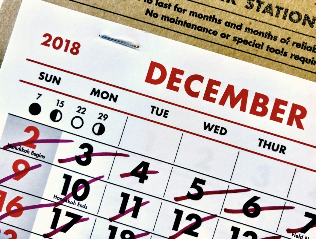 13º salário: calendário de dezembro com dias marcados para o pagamento